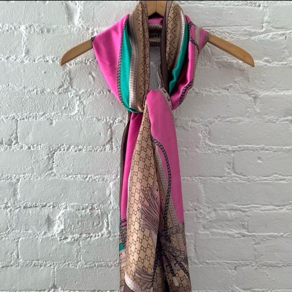 Luxurious Fashion Scarf Colorful Printed Vibrant Silky Long Scarf New - Picture 2 of 12